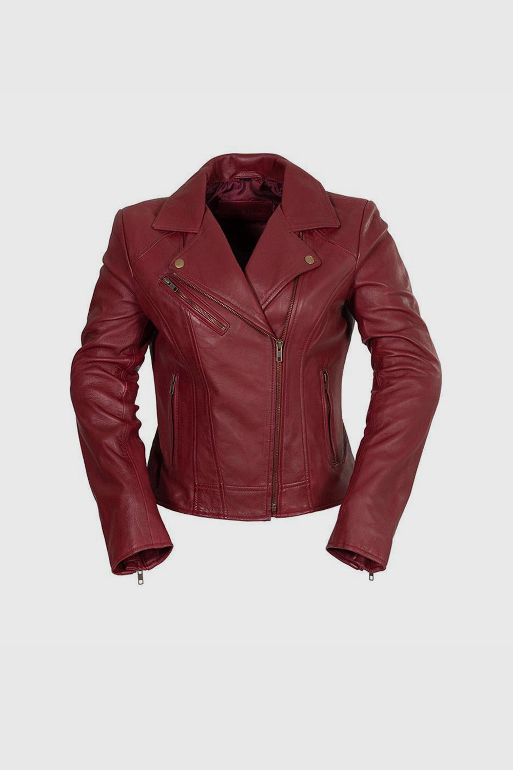 Betsy - Women's Fashion Lambskin Leather Jacket Women's New Zealand Lambskin Leather FMCo Oxblood XXS