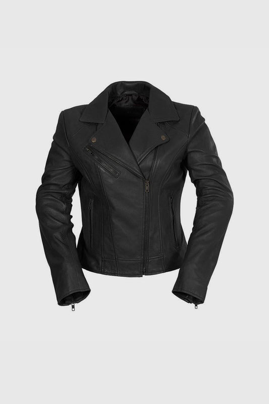 Betsy - Women's Fashion Lambskin Leather Jacket Women's New Zealand Lambskin Leather FMCo Black XXS