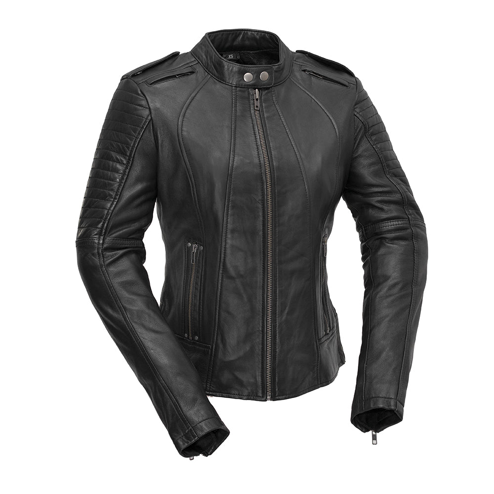 Biker - Women's Motorcycle Leather Jacket Women's Leather Jacket First Manufacturing Company Black XS