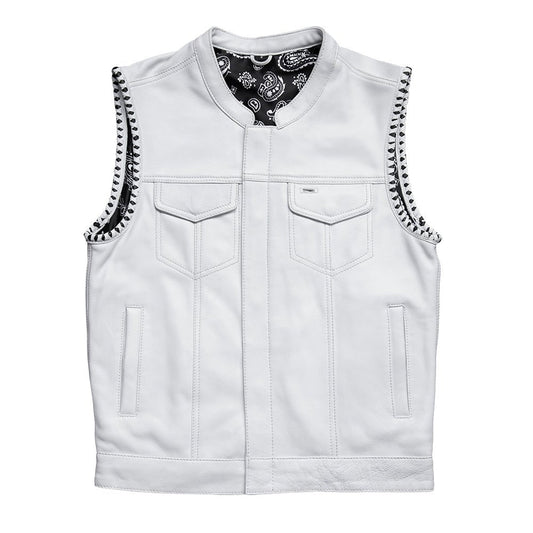 Bishop - Men's Leather Motorcycle Vest - Limited Edition Factory Customs First Manufacturing Company S