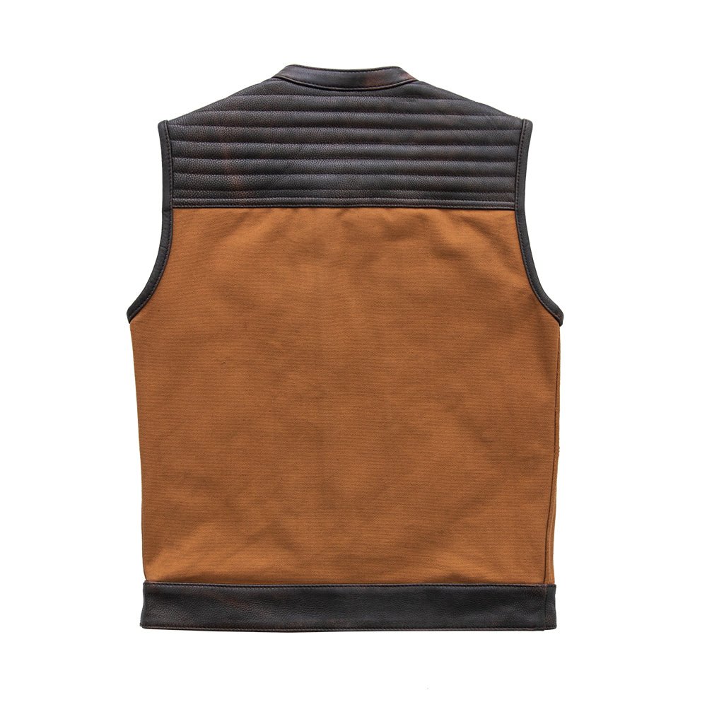 Bison - Men's Leather / Canvas Motorcycle Vest - Limited Edition Factory Customs First Manufacturing Company