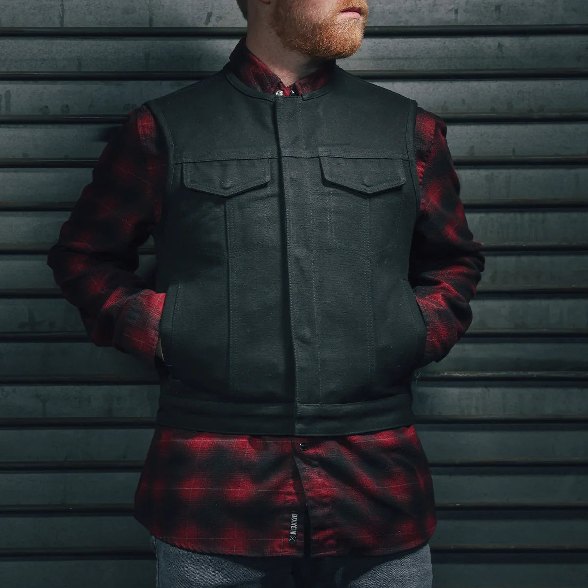 Lowside Black Men's Motorcycle Canvas Vest Men's Canvas Vests First Manufacturing Company