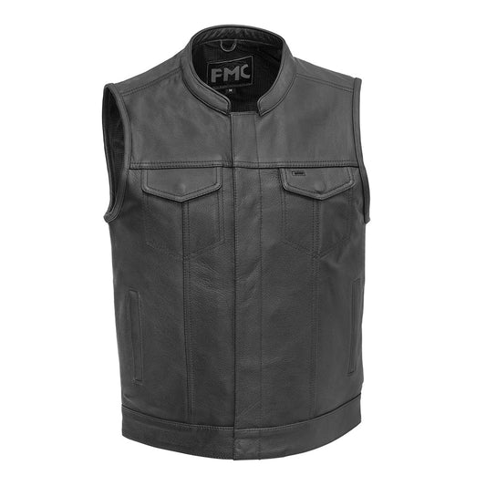 Blaster Men's Leather Motorcycle Vest Men's Leather Vest Vests Black S