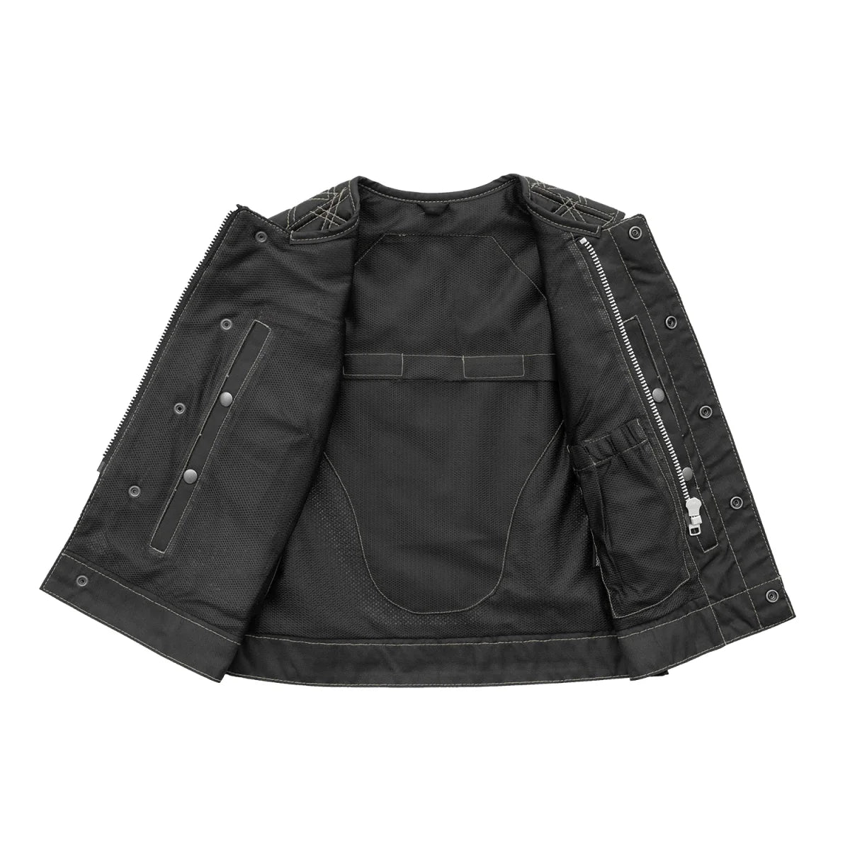 Bonnie Moto Mesh Women's Motorcycle Vest - Diamond Quilt Women's Moto Mesh Vest First Manufacturing Company