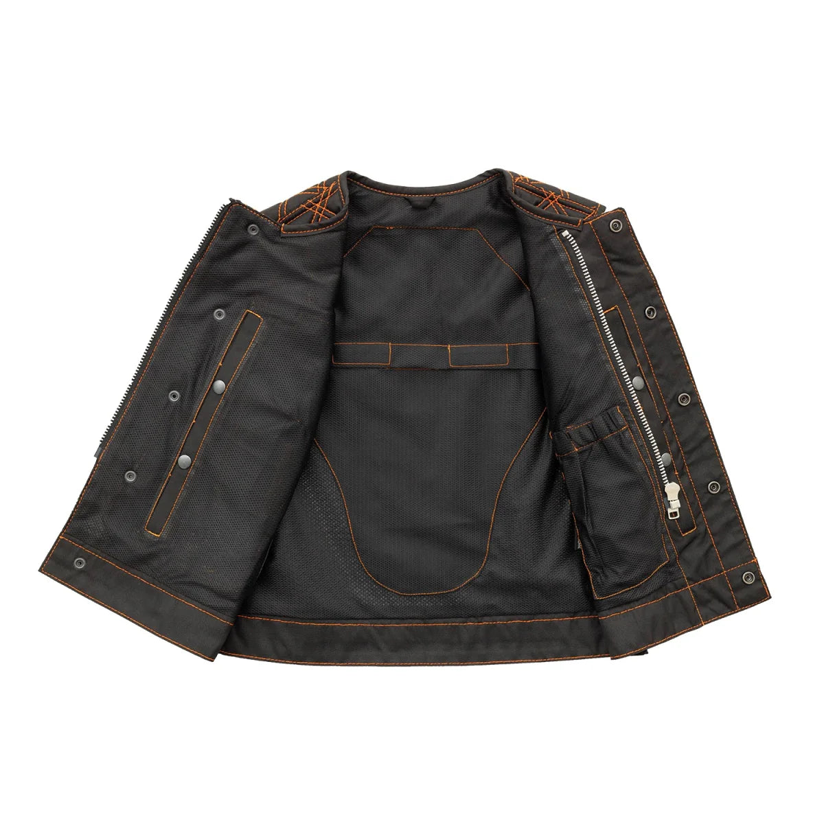 Bonnie Moto Mesh Women's Motorcycle Vest - Diamond Quilt Women's Moto Mesh Vest First Manufacturing Company