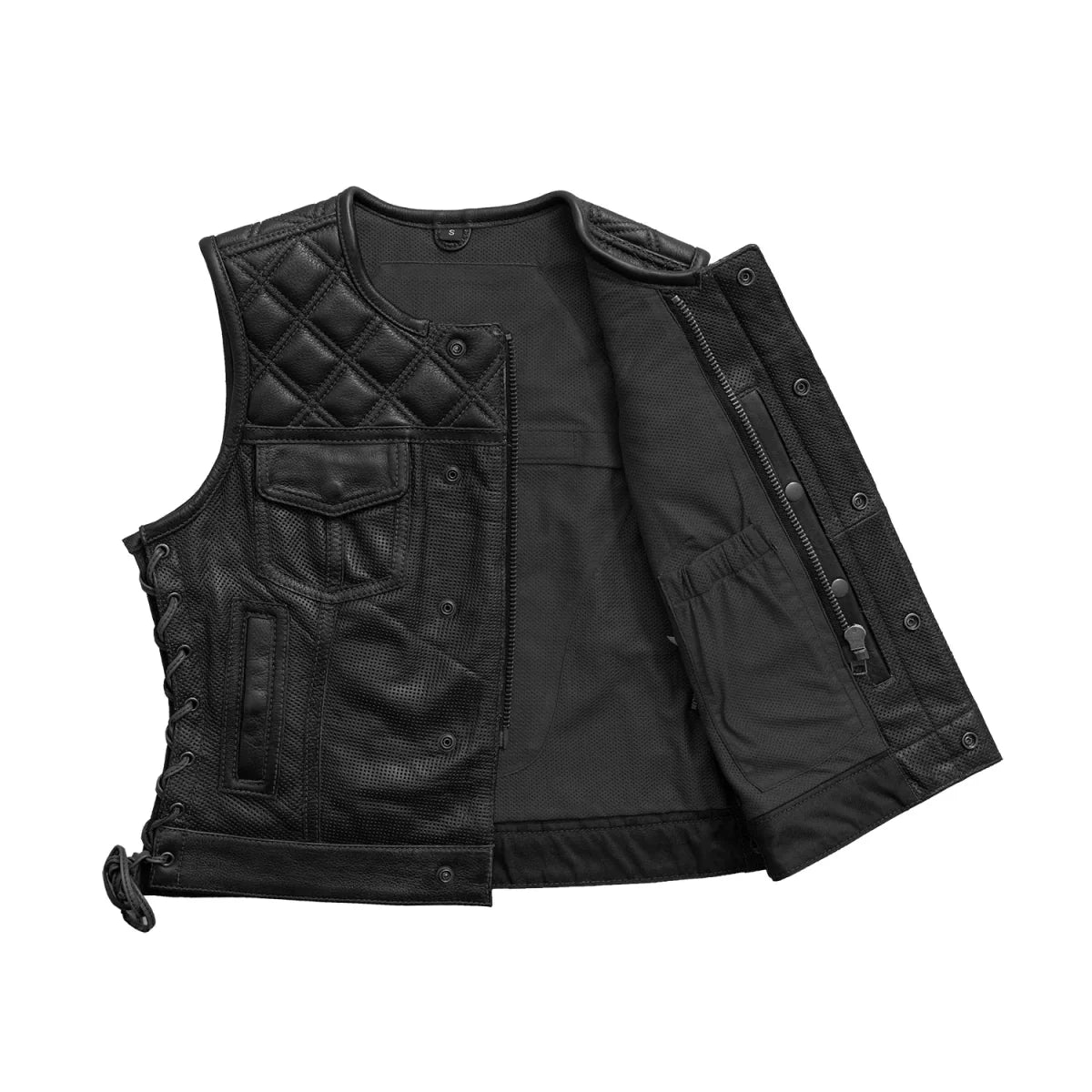 Bonnie Perforated Women's Motorcycle Leather Vest Women's Perforated Leather Vest Vests