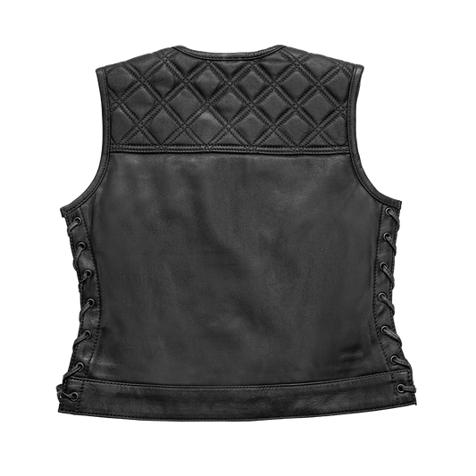 Bonnie - Women's Motorcycle Leather Vest - Diamond Quilt Women's Leather Vest Vests