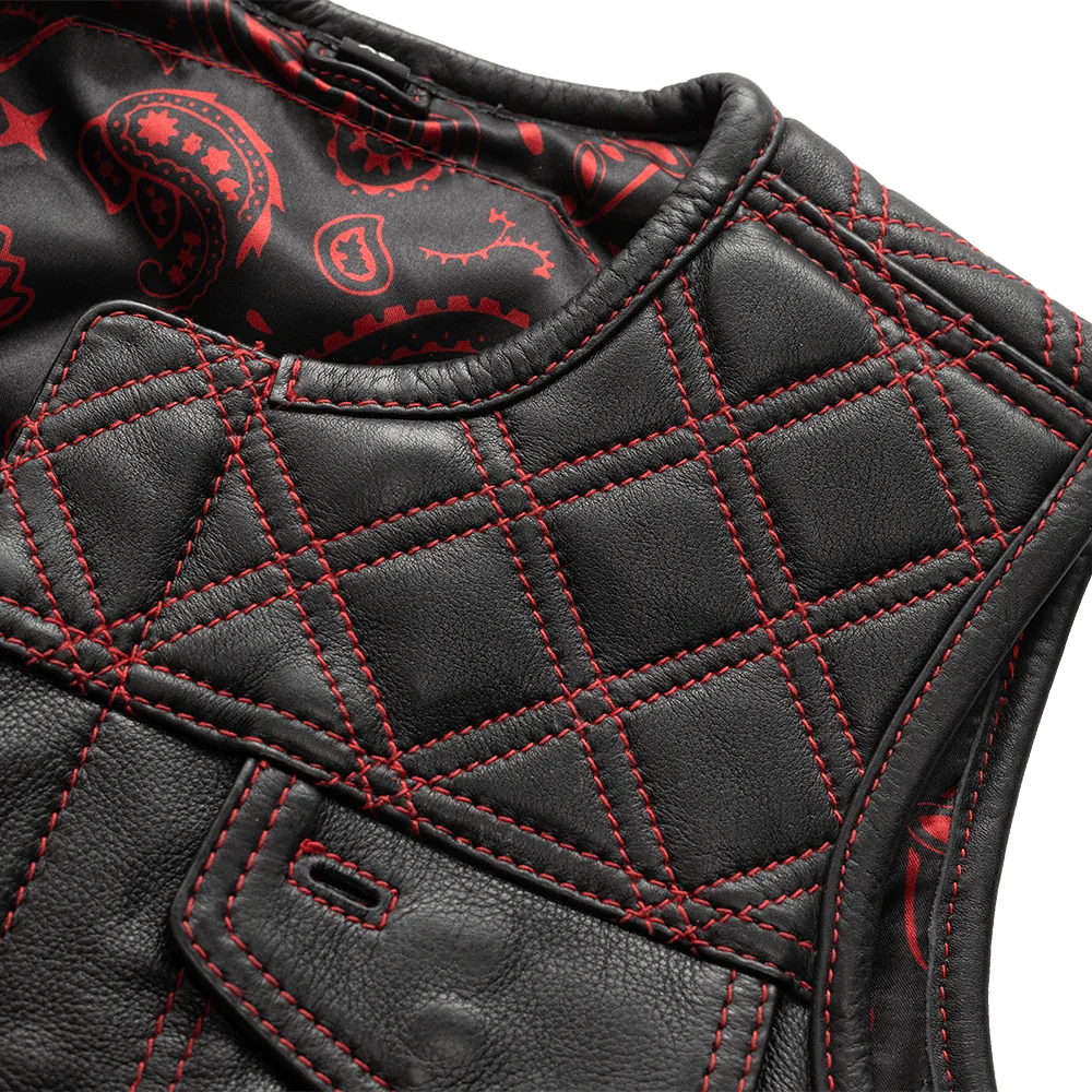 Bonnie - Women's Motorcycle Leather Vest - Diamond Quilt Women's Leather Vest First Manufacturing Company