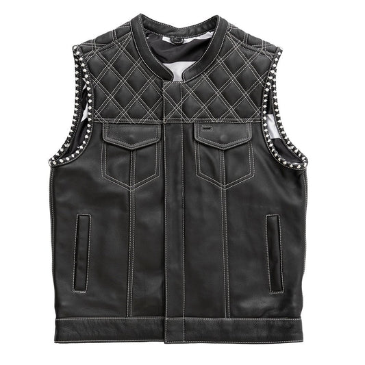Burton - Men's Club Style Leather Vest - Limited Edition Men's Leather Vest Vests S