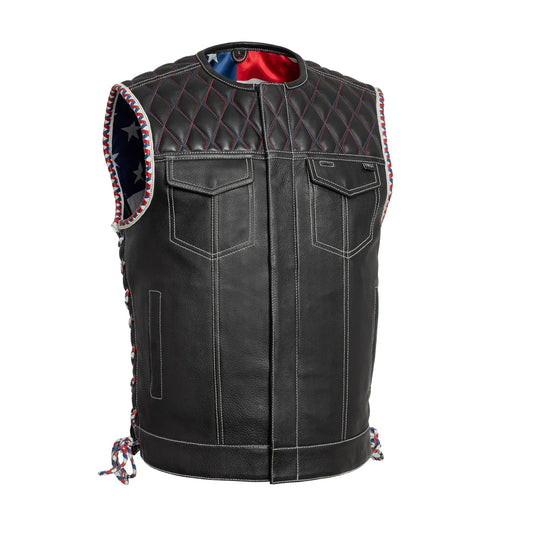 Captain Men's Motorcycle Leather Vest Men's Leather Vest Vests Black S