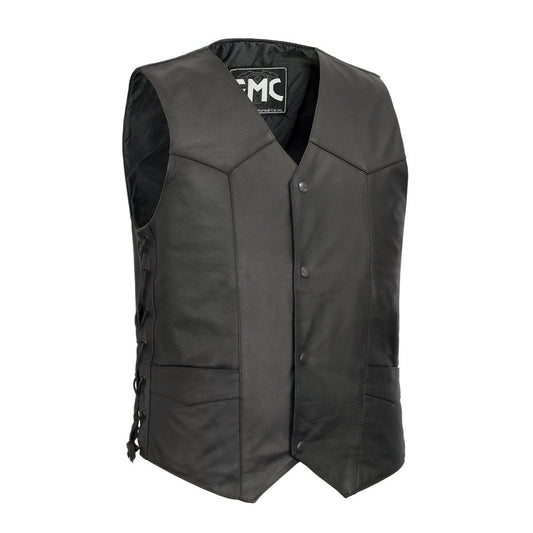 Carbine Men's Western Style Leather Motorcycle Vest Men's Leather Vest Vests Black S