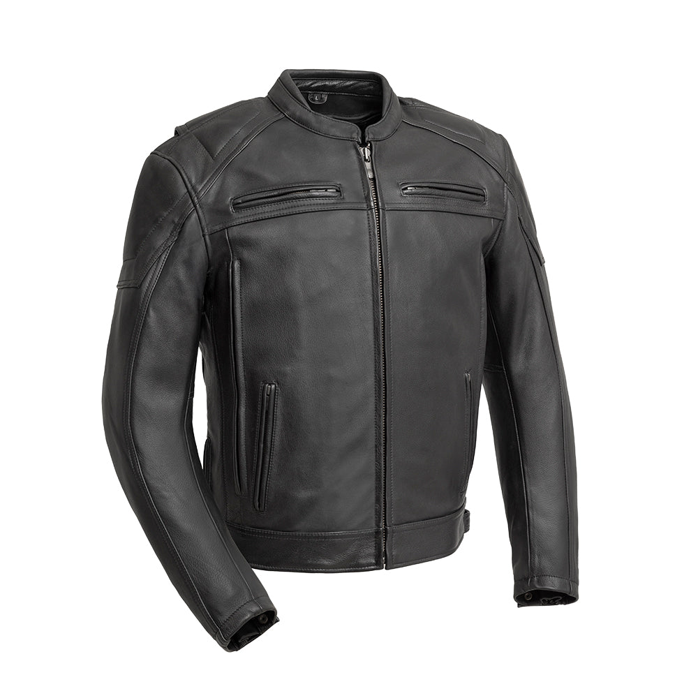 Chaos - Men's Leather Motorcycle Jacket Men's Leather Jacket First Manufacturing Company Black S