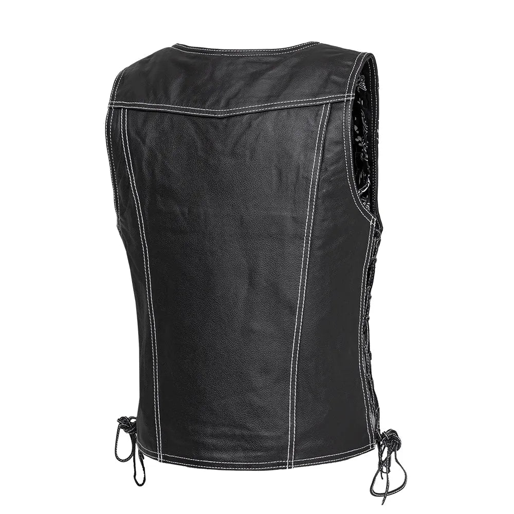Cindy - Women's Motorcycle Leather Vest Black Women's Leather Vest First Manufacturing Company