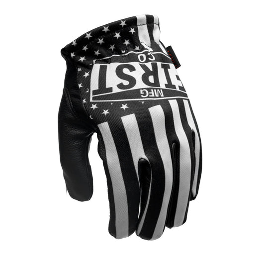 Clutch Men's Motorcycle Leather Gloves Men's Gloves Accessories Black and White USA Flag S