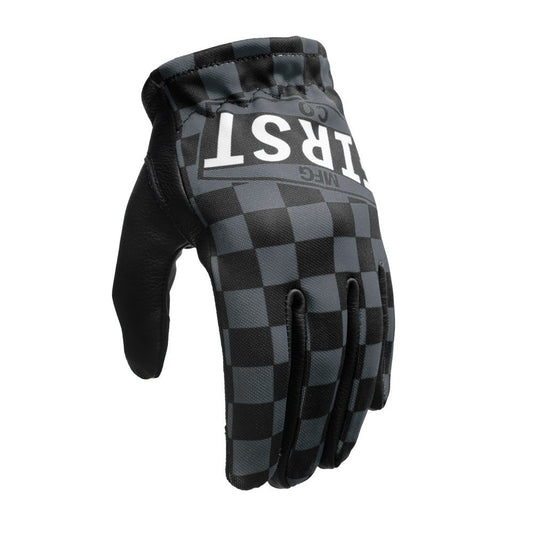 Clutch Men's Motorcycle Leather Gloves Men's Gloves Accessories Black and Grey Checker S