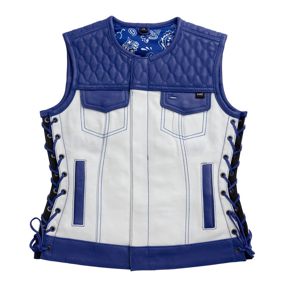 Cobalt - Women's Motorcycle Leather Vest - Limited Edition Factory Customs First Manufacturing Company XS