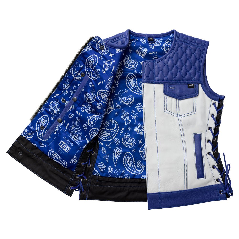 Cobalt - Women's Motorcycle Leather Vest - Limited Edition Factory Customs First Manufacturing Company