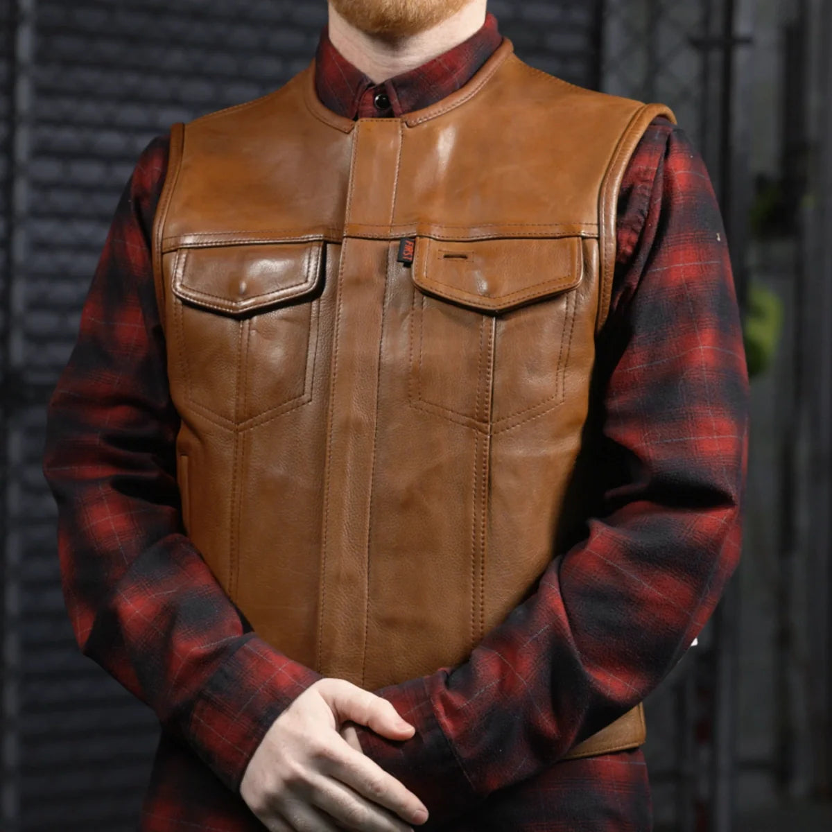Lowside Men's Motorcycle Leather Vest Men's Leather Vest First Manufacturing Company