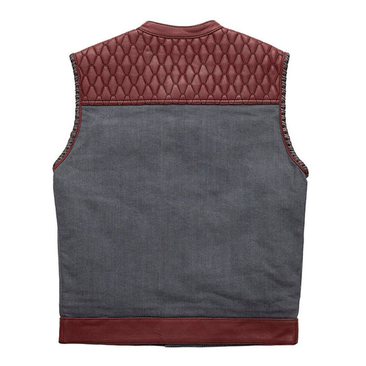 Count - Men's Leather/Denim Motorcycle Vest - Limited Edition Factory Customs First Manufacturing Company