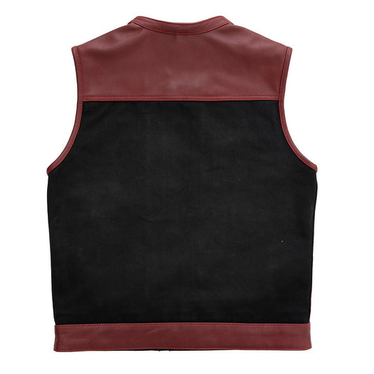 Crusher - Men's Leather/Canvas Motorcycle Vest - Limited Edition Factory Customs First Manufacturing Company