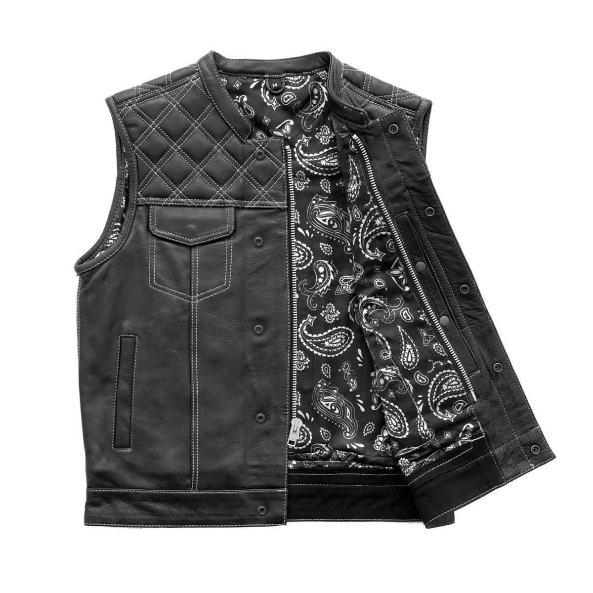 Downside Men's Motorcycle Leather Vest Men's Leather Vest First Manufacturing Company