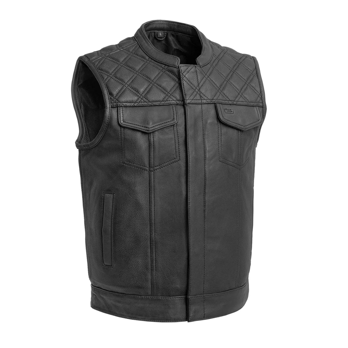 Downside Men's Motorcycle Leather Vest Men's Leather Vest Vests Black S