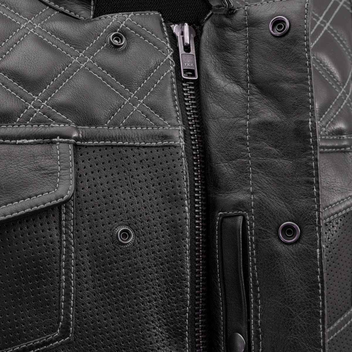 Downside Perforated Men's Motorcycle Leather Vest Men's Perforated Leather Vest First Manufacturing Company