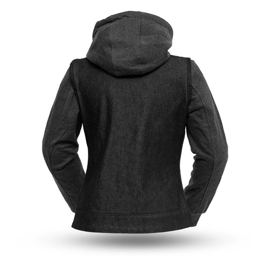 Essex Women's Motorcycle Denim Vest with Removable Sweatshirt Women's Denim Vest Vests