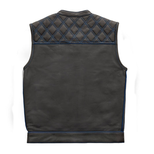 Finish Line - Blue Checker - Men's Motorcycle Leather Vest Men's Leather Vest Vests
