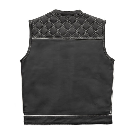 Finish Line - White Checker - Men's Motorcycle Leather Vest Men's Leather Vest Vests