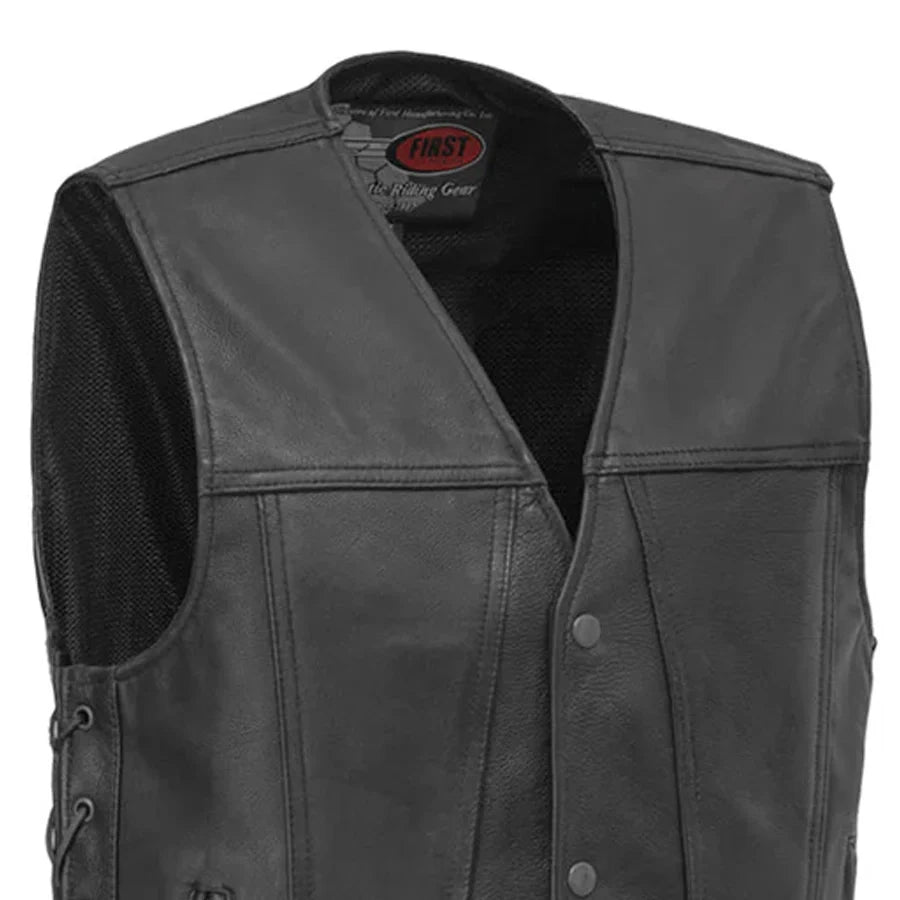Gambler Men's Motorcycle Leather Vest Men's Leather Vest First Manufacturing Company