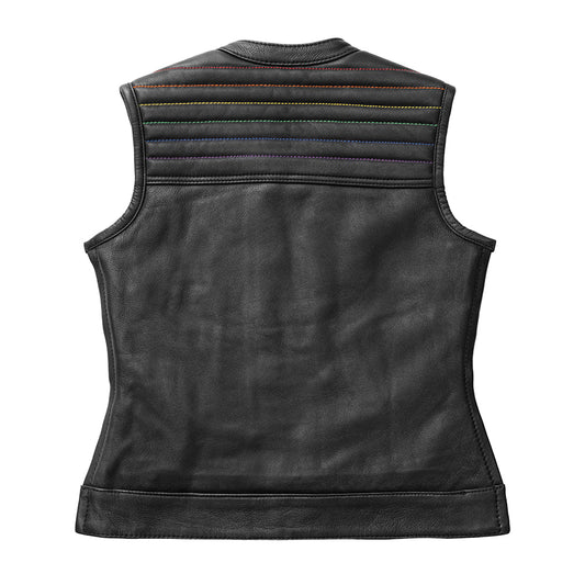 Garland Women's Club Style Motorcycle Leather Vest - Limited Edition Factory Customs First Manufacturing Company