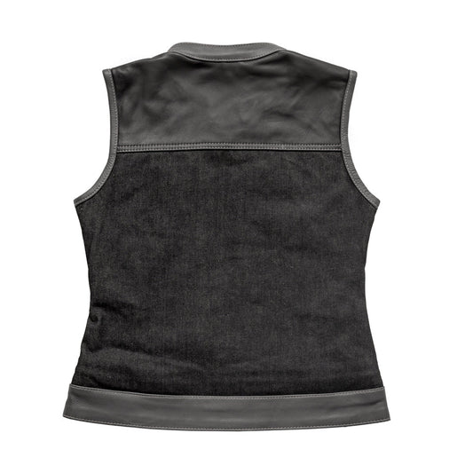 Guardian Women's Club Style Leather/Denim Vest - Limited Edition Factory Customs First Manufacturing Company