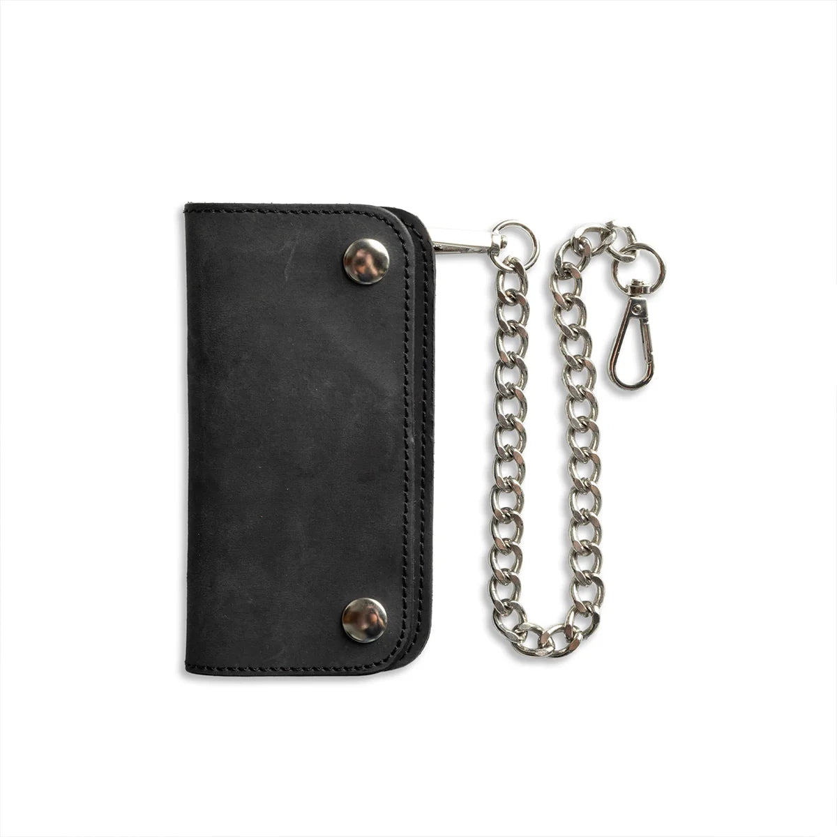 SMALL TRUCKER - Vegetable Tanned Leather Wallet Leather Wallet First Manufacturing Company GUNMETAL BLACK Chrome