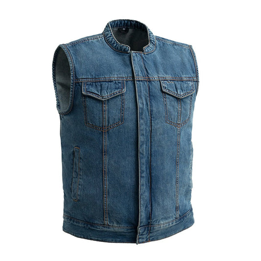 Havoc Men's Denim Motorcycle Vest Men's Denim Vest Vests Blue S Denim