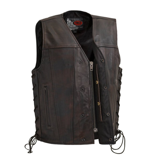 High Roller Men's Motorcycle Leather Vest Men's Leather Vest Vests