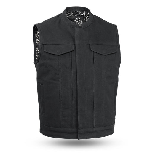 Highland V2 Men's Motorcycle Canvas Vest Men's Canvas Vests Vests Black S