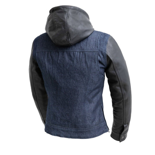 Holli - Motorcycle Denim/Leather Jacket Women's Leather Jacket Jackets