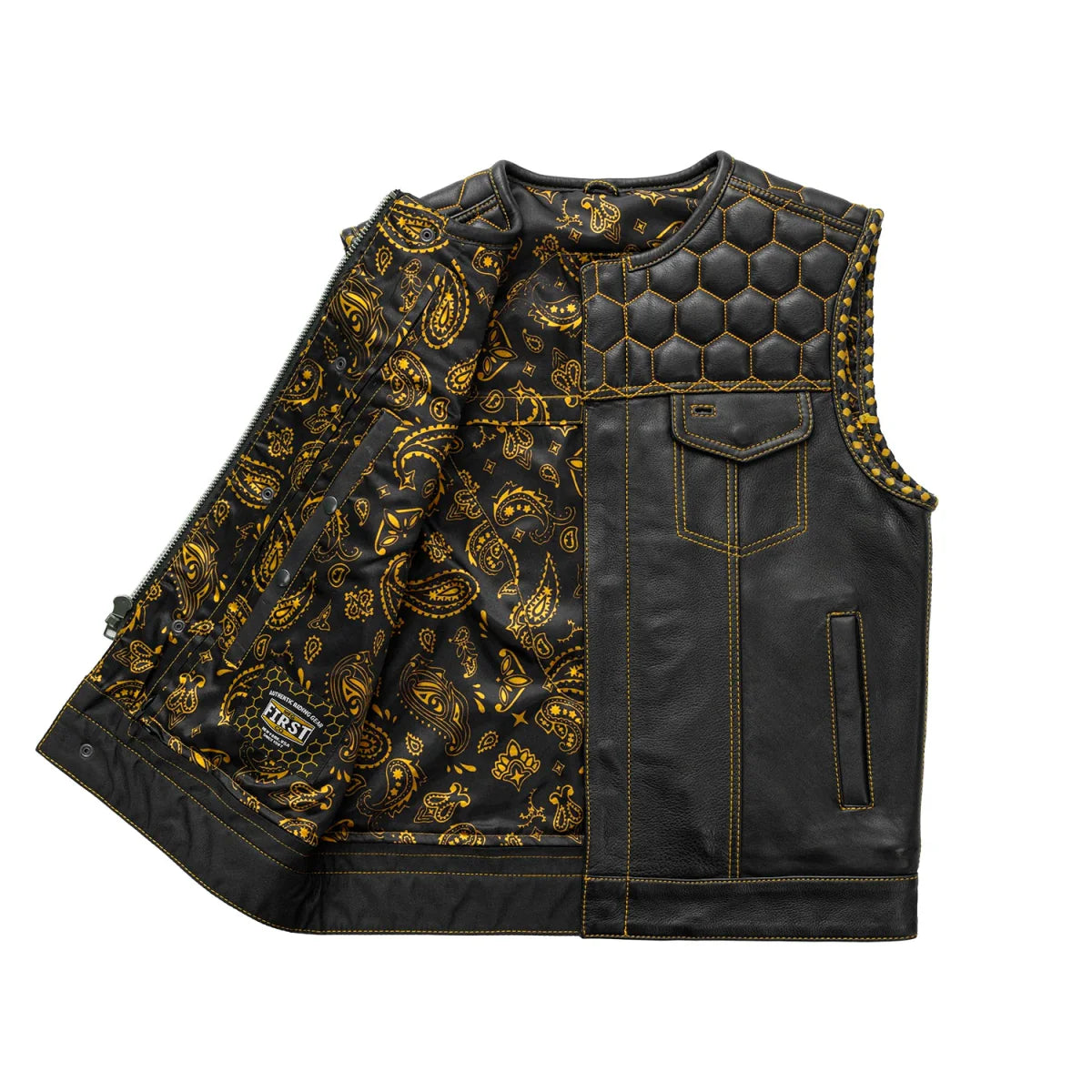 Hornet Men's Club Style Leather Vest Men's Leather Vest First Manufacturing Company