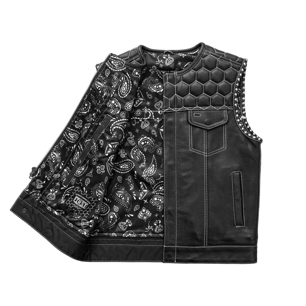 Hornet Men's Club Style Leather Vest Men's Leather Vest First Manufacturing Company
