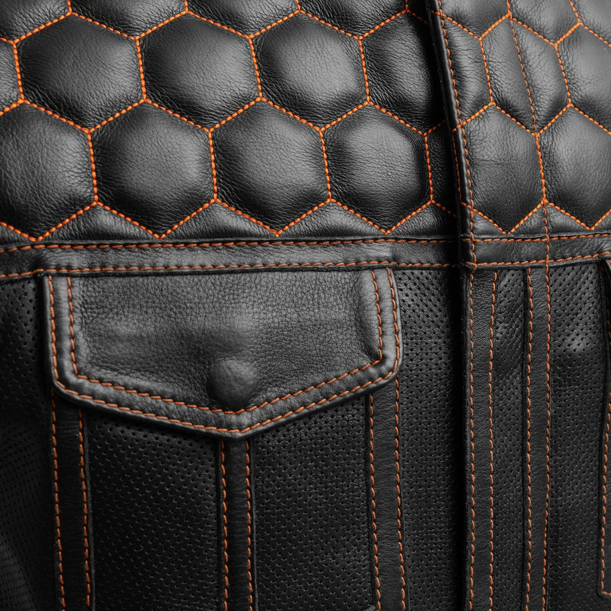 Hornet Perforated Men's Club Style Leather Vest Men's Perforated Leather Vest First Manufacturing Company