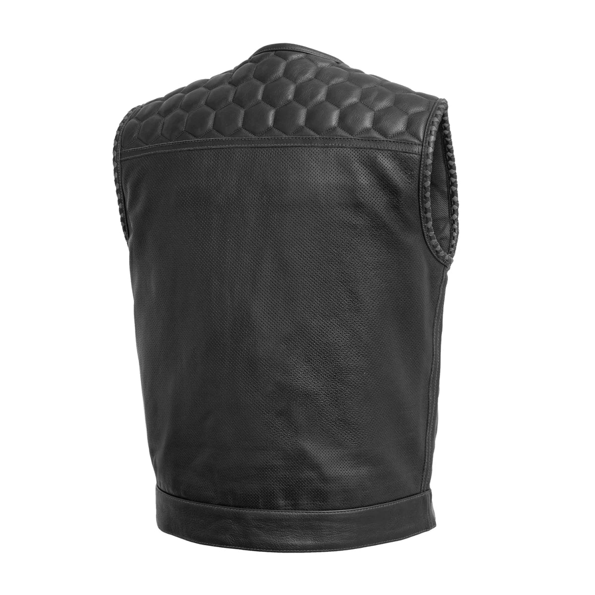 Hornet Perforated Men's Club Style Leather Vest Men's Perforated Leather Vest First Manufacturing Company