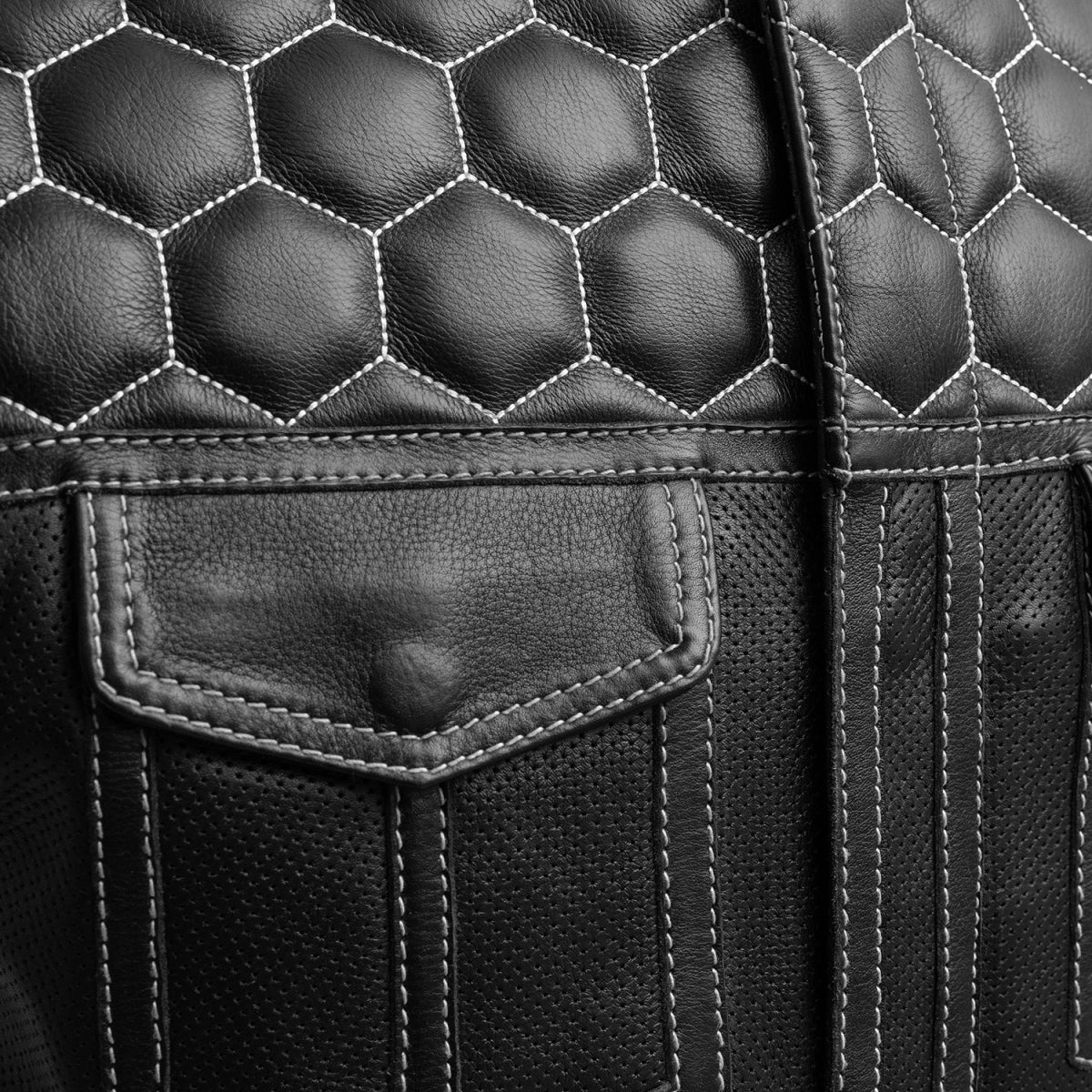 Hornet Perforated Men's Club Style Leather Vest Men's Perforated Leather Vest First Manufacturing Company