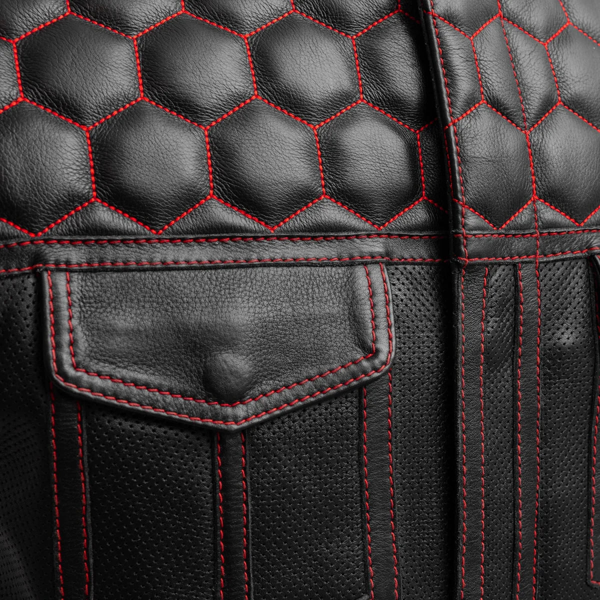 Hornet Perforated Men's Club Style Leather Vest Men's Perforated Leather Vest First Manufacturing Company