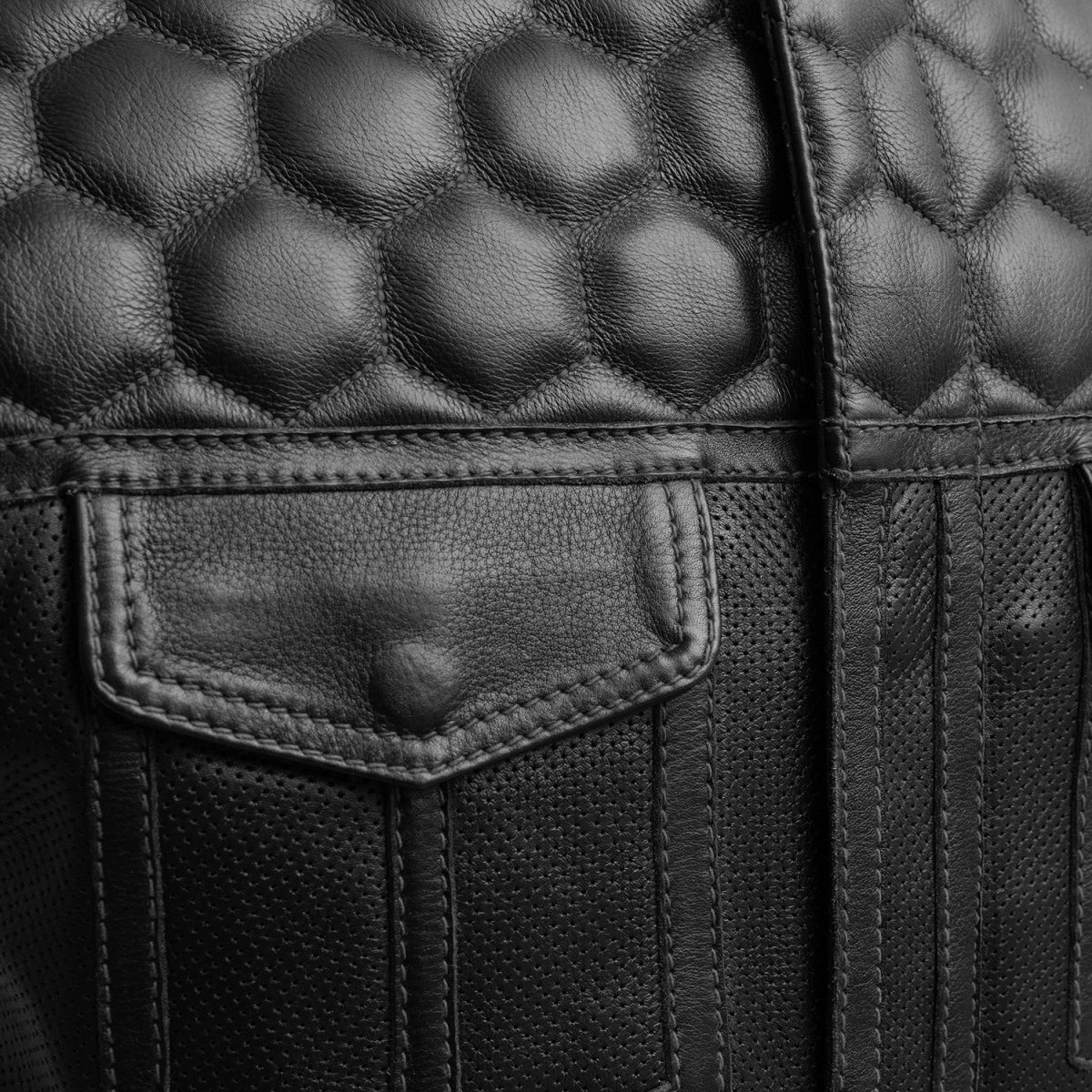 Hornet Perforated Men's Club Style Leather Vest Men's Perforated Leather Vest First Manufacturing Company