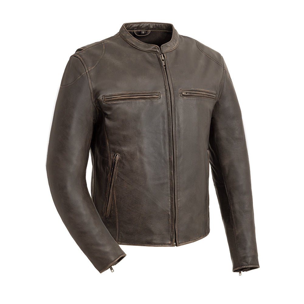 Indy Men's Motorcycle Leather Jacket Men's Leather Jacket First Manufacturing Company Antique Brown S