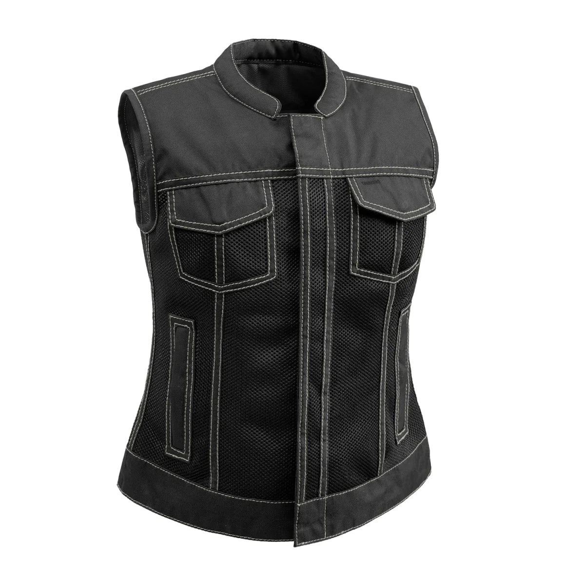 Jessica Moto Mesh Women's Motorcycle Vest Women's Moto Mesh Vest First Manufacturing Company Black Grey XS
