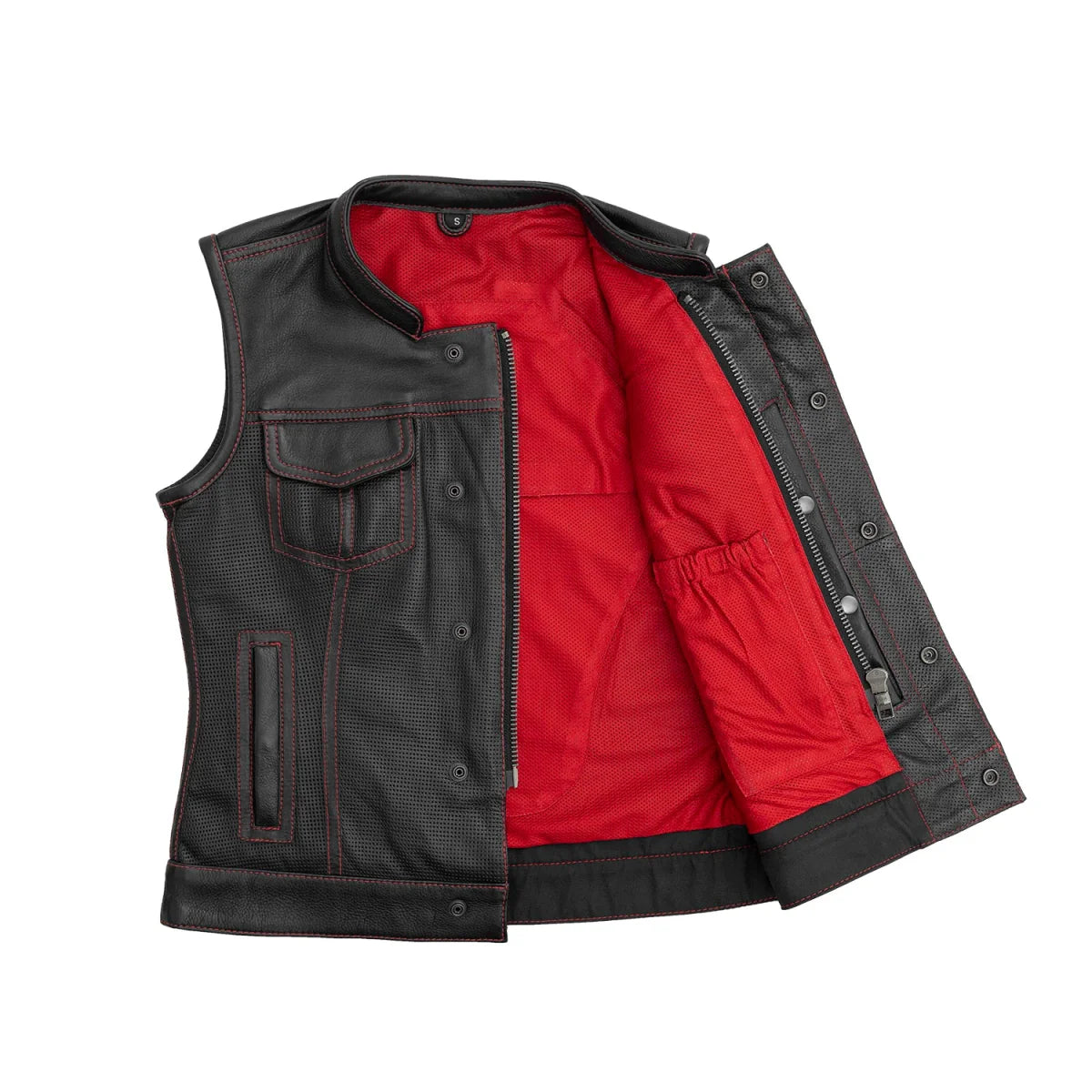 Jessica Perforated Women's Motorcycle Leather Vest Women's Perforated Leather Vest First Manufacturing Company