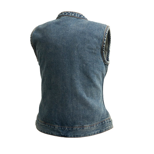 Lexy Women's Motorcycle Denim Vest Women's Denim Vest Vests