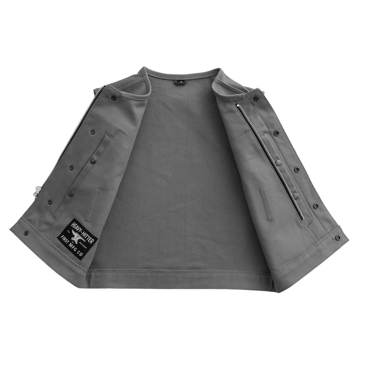 Lowside Men's Motorcycle Canvas Vest (Grey) Men's Canvas Vests First Manufacturing Company